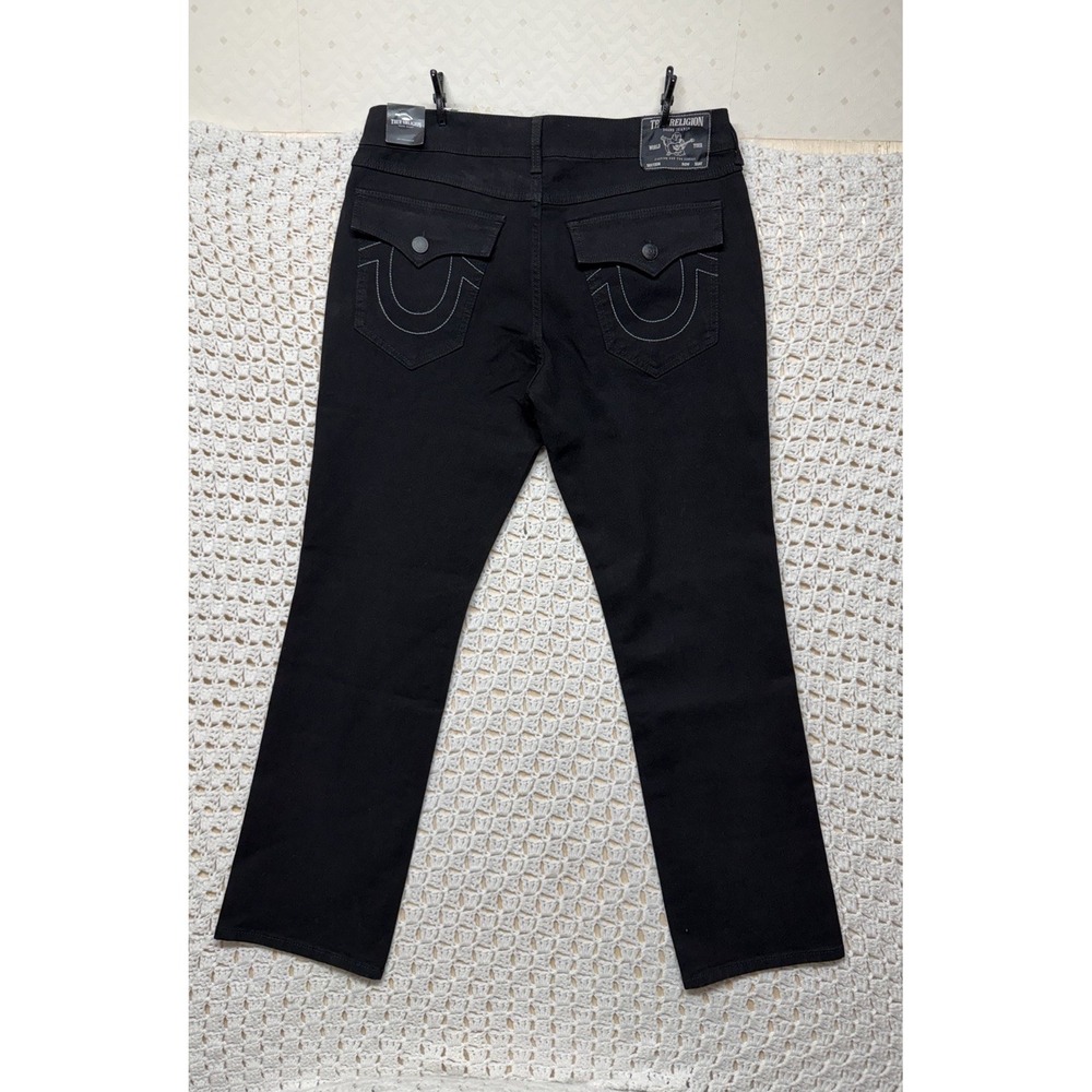 True Religion Ricky Relaxed Straight Jeans Men 34x32 Black Denim NWT
